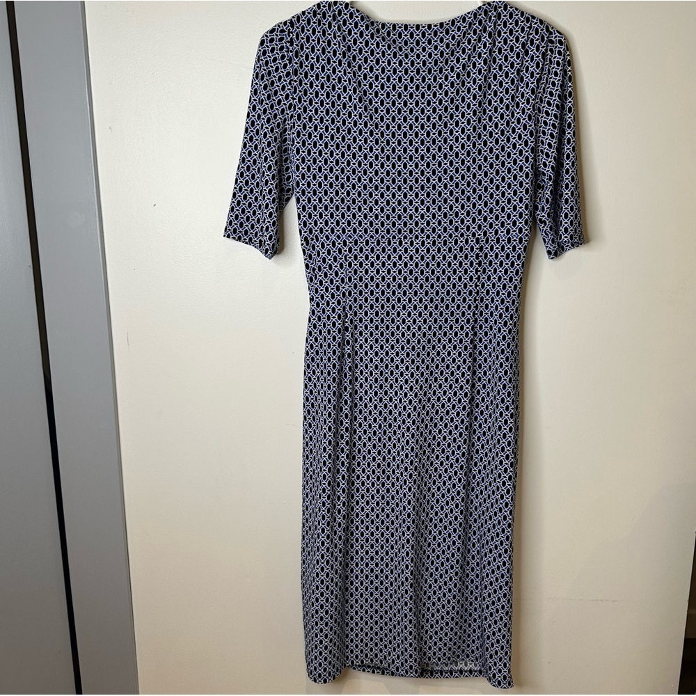 Lauren Ralph Lauren blue essentials geometric V neck dress women’s size 4 - Picture 9 of 14